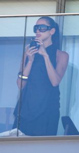 Dua Lipa in a Black Ensemble