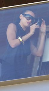 Dua Lipa in a Black Ensemble