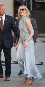 Elle Fanning in a Grey Ensemble