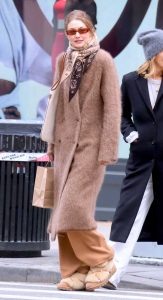 Gigi Hadid in a Tan Coat