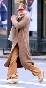Gigi Hadid in a Tan Coat