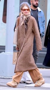 Gigi Hadid in a Tan Coat