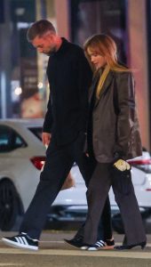 Jennifer Lawrence in a Brown Leather Blazer