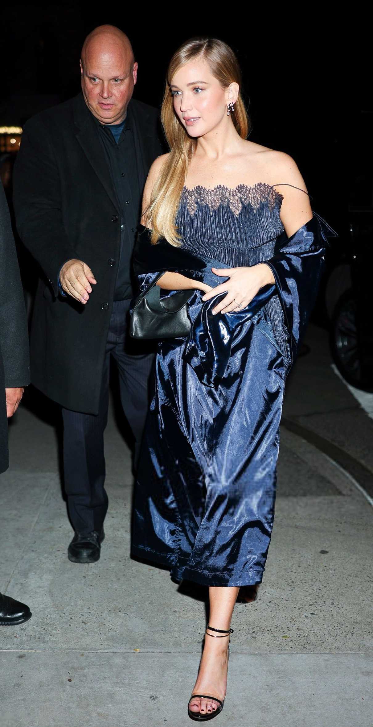 Jennifer Lawrence in a Navy Dress