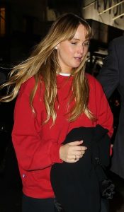 Jennifer Lawrence in a Red Sweatshirt
