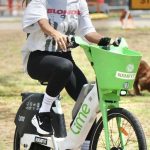 Jessica Alba in a White Tee Rides on E-Bike Out in Gold Coast 11/01/2025