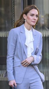 Kate Middleton in a Grey Pantsuit