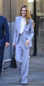 Kate Middleton in a Grey Pantsuit