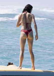 Margaret Qualley in a Red Bikini