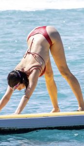 Margaret Qualley in a Red Bikini