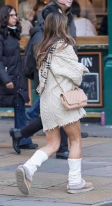 Myleene Klass in a Beige Cardigan