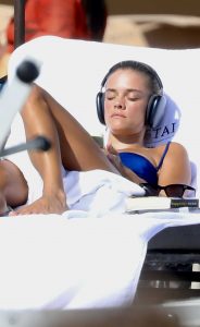 Nina Agdal in a Blue Bikini