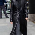 Olivia Munn in a Black Leather Coat Was Seen Out in Midtown in New York City 11/17/2025