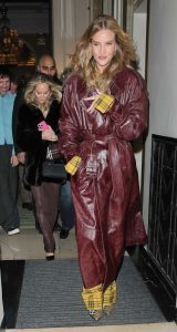 Rosie Huntington-Whiteley in a Brown Leather Coat