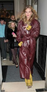 Rosie Huntington-Whiteley in a Brown Leather Coat