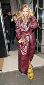 Rosie Huntington-Whiteley in a Brown Leather Coat