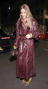 Rosie Huntington-Whiteley in a Brown Leather Coat