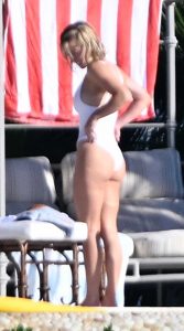 Sydney Sweeney in a White Swimsuit