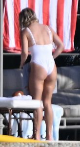 Sydney Sweeney in a White Swimsuit