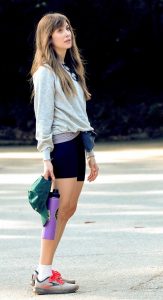 Alison Brie in a Black Spandex Shorts