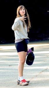 Alison Brie in a Black Spandex Shorts