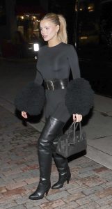 Brooks Nader in a Black Over The Knee Boots