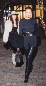 Brooks Nader in a Black Over The Knee Boots