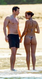 Dua Lipa in an Animal Print Bikini