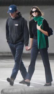 Kaia Gerber in a Black Polo