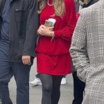 Kelly Bensimon in a Red Dress Leaves the Knicks Game in New York City 12/25/2025