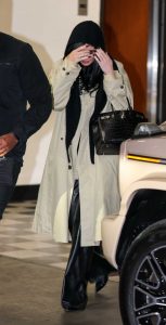 Kylie Jenner in a Beige Trench Coat