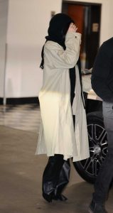 Kylie Jenner in a Beige Trench Coat