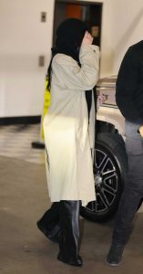 Kylie Jenner in a Beige Trench Coat