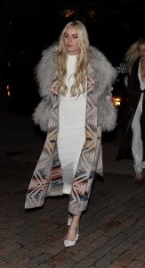 Lindsey Vonn in a Beige Dress