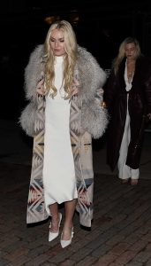 Lindsey Vonn in a Beige Dress