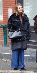 Olivia Jade in a Black Fur Coat