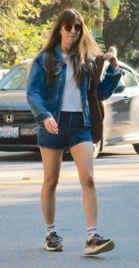 Alison Brie in a Blue Denim Jacket