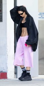 Amelia Hamlin in a Black Sports Bra