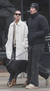 Dua Lipa in a Beige Trench Coat