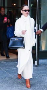 Emilia Clarke in a White Coat