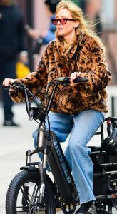 Jennifer Lawrence in an Animal Print Fur Coat