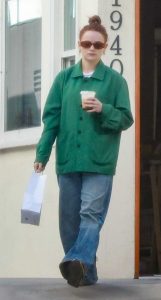 Joey King in a Green Jacket