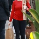 Joey King in a Red Long Sleeves T-Shirt Goes Grocery Shopping in Los Angeles 01/03/2026