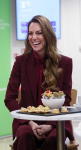 Kate Middleton in a Burgundy Pantsuit