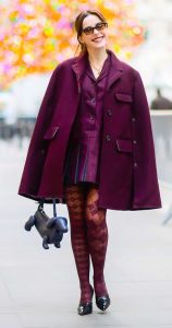 Kiernan Shipka in a Burgundy Coat