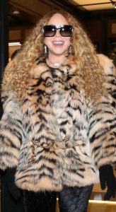 Mariah Carey in an Animal Print Fur Coat
