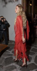 Bella Hadid in a Red Dress