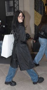 Charli D'Amelio in a Black Trench Coat