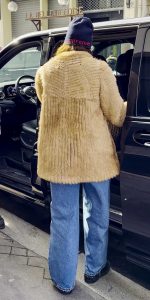 Dua Lipa in a Beige Fur Coat