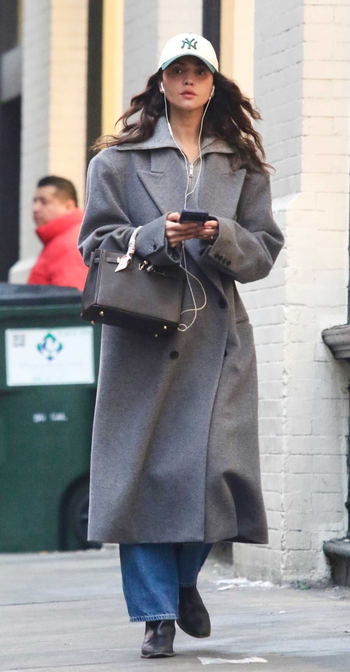 Eiza Gonzalez in a Grey Coat